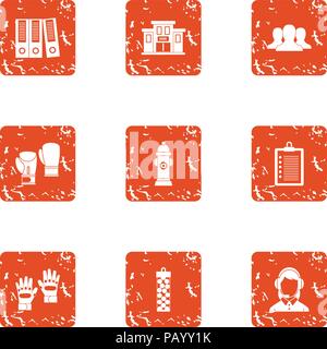 Skill increase icons set, grunge style Stock Vector
