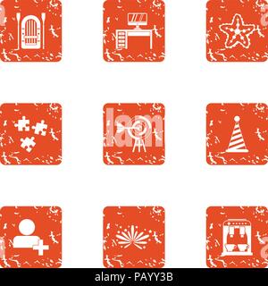 Increase icons set, grunge style Stock Vector