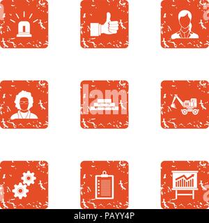 Skill boost icons set, grunge style Stock Vector