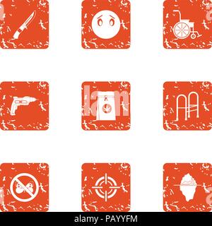Sufferer icons set, grunge style Stock Vector