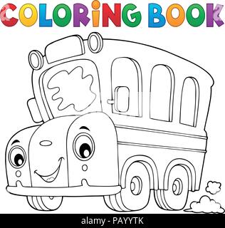 Coloring book school bus theme 5 - eps10 vector illustration. Stock Vector