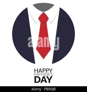 Happy Father’s Day greeting card design with suit and big tie in circle . vector illustration. Stock Vector