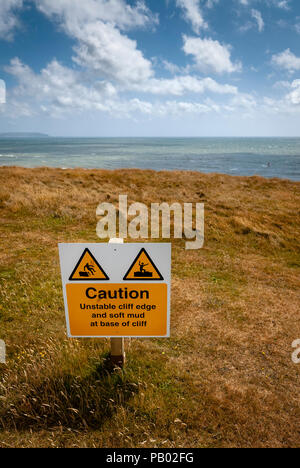 Danger Unstable Cliff Edge Warning Sign Stock Photo