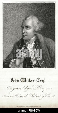John Wilkes (1725-97) English Radical, Journalist and Politician, Engraving by E. Bocquet from an Original Painting by Robert Edge Pine Stock Photo