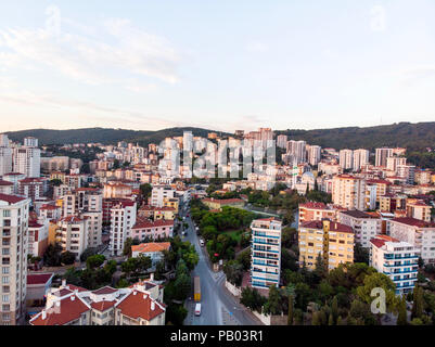 Aerial Drone View of Unplanned Urbanization Istanbul Kartal Yakacik. Cityscape Stock Photo