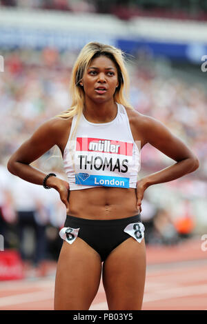 Gabrielle THOMAS (United States of America) after competing in the Women's 200m Final at the 2018, IAAF Diamond League, Anniversary Games, Queen Elizabeth Olympic Park, Stratford, London, UK. Stock Photo