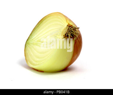halved onion isolated on white background fresh sliced strong aroma Stock Photo