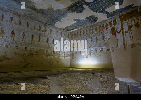 Inside the tomb of Merneptah or Merenptah (KV8) in the Valley of the Kings, Thebes, Luxor, Egypt, Africa Stock Photo