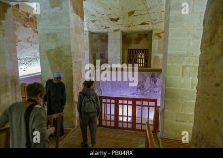 The sarcophagus inside the tomb of Merneptah or Merenptah (KV8) in the Valley of the Kings, Thebes, Luxor, Egypt, Africa Stock Photo