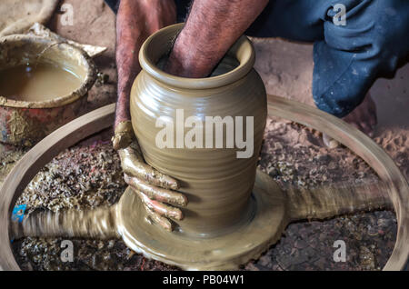 Unidentified Potter Making Clay Water Pots on Pottery Wheel. Editorial  Photography - Image of ceramic, handmade: 122139977