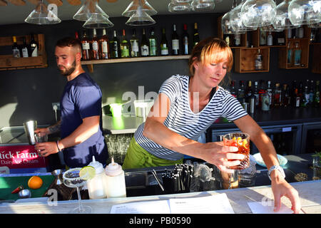 Bartender serving a cocktail - John Gollop Stock Photo