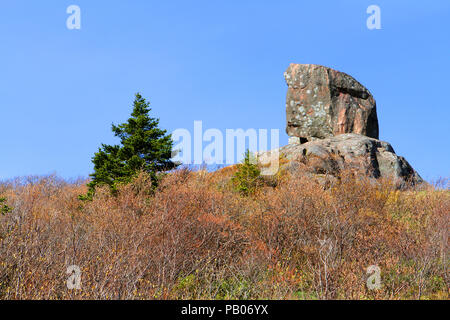 Balancing Rock near the Village of Chafe's Landing in Newfoundland, Canada Stock Photo