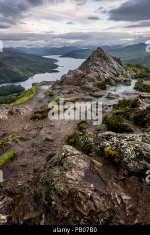 Summit of Ben A'an looking down Loch Katrine Stock Photo