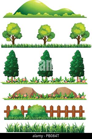 A set of nature elements illustration Stock Vector