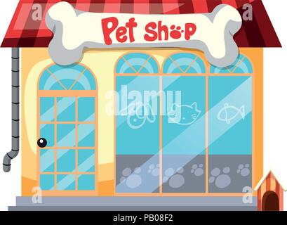 A pet shop on white background illustration Stock Vector