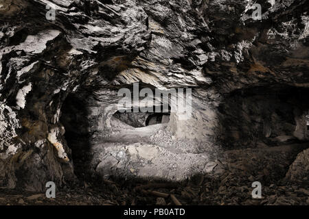 Tunnel of an abandoned lime mine in Switzerland Stock Photo