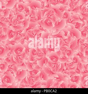 Dianthus caryophyllus - Pink Carnation Flower Seamless Background. Vector Illustration. Stock Vector