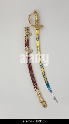 Sword with Scabbard of Faustin I (1782-1867), Emperor of Haiti. Culture: British, Birmingham. Dimensions: H. with scabbard 38 1/8 in. (96.8 cm); H. without scabbard 37 in. (94 cm); W. 6 in. (15.2 cm); Wt. 2 lb. 8.1 oz. (1136.8 g); Wt. of scabbard 1 lb. 9.5 oz. (722.9 g). Sword cutler: Robert Mole (British, Birmingham,1800-1856). Date: 1850.  This lavish ceremonial sword was made for Faustin-Élie Soulouque (1782-1867), who ruled Haiti as Emperor Faustin I from 1849 to 1859. It was presented to him by The Grand Masonic Lodge of Haiti in 1850. According to family tradition, Henry Delafield (1792- Stock Photo