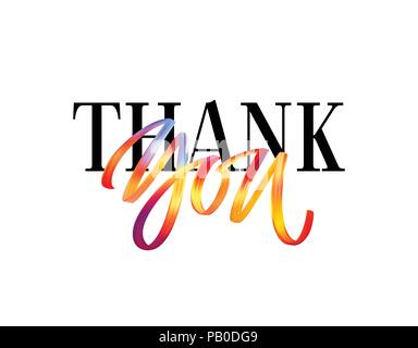 Hand drawn color brush lettering quote Thank You. Vector illustration Stock Vector