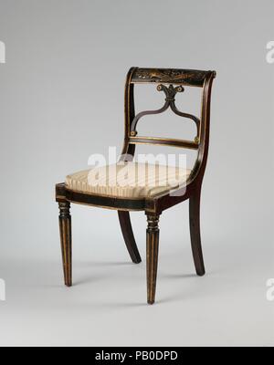 Side chair. Culture: American. Dimensions: 33 x 19 x 20 in. (83.8 x 48.3 x 50.8 cm). Date: 1810-20. Museum: Metropolitan Museum of Art, New York, USA. Stock Photo
