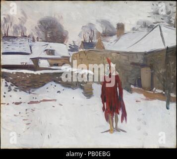 Mannikin in the Snow. Artist: John Singer Sargent (American, Florence 1856-1925 London). Dimensions: 25 x 30 in. (63.5 x 76.2 cm). Date: ca. 1891-93.  Sargent painted this canvas in the company of his fellow expatriate Edwin Austin Abbey in Fairford, Gloucestershire, where the two artists had rented a studio for their work on mural commissions. As a diversion one day, they arranged a mannequin in the snow and painted oil sketches of it from their studio window. The results reveal their dissimilar approaches to art. The critic Royal Cortissoz recalled that Abbey conjured from the mannequin a li Stock Photo