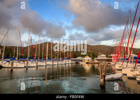Sailboats at a marina at Wickham’s Cay II on Tortola in British Virgin Islands Stock Photo