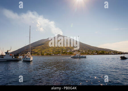 Volcanic island of Stromboli, Aeolian Islands, Sicily. Stock Photo