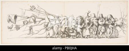 France, from Pictures of Extra Articles and Visitors to the Exhibition. Artist: Richard Doyle (British, London 1824-1883 London). Dimensions: sheet: 4 3/4 x 13 7/8 in. (12.1 x 35.3 cm). Printer: Dalziel Brothers (British, active 1839-1893). Publisher: Chapman and Hall (London). Date: ca. 1851.  London's Great Exhibition of the Works of Industry of All Nations was held in 1851 at the Crystal Palace, a huge glass-and-cast-iron hall specially erected in Hyde Park. International displays devoted to art, technology, and manufacturing delighted six million visitors over a five-month period. Humorist Stock Photo