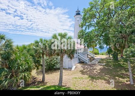Lighthouse at St. Marks Wildlife Refuge in Florida Stock Photo
