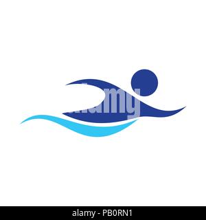 Swimming Figure Abstract Swoosh Vector Symbol Graphic Logo Design Template Stock Vector