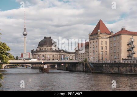 Berlin river Spree, Bode Museum and TV Tower Stock Photo