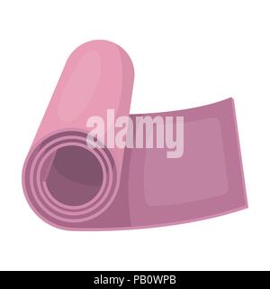 Pink soft Mat for the warm up before training.Gym And Workout single icon in cartoon style vector symbol stock web illustration. Stock Vector