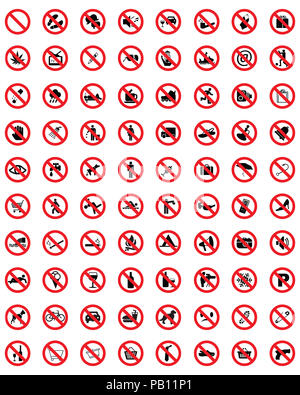 Prohibited icon set, warning danger prohobited signs Stock Photo