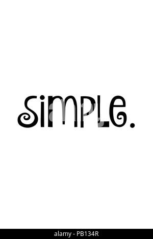 The word Simple in  black text placed on a white background. Stock Photo