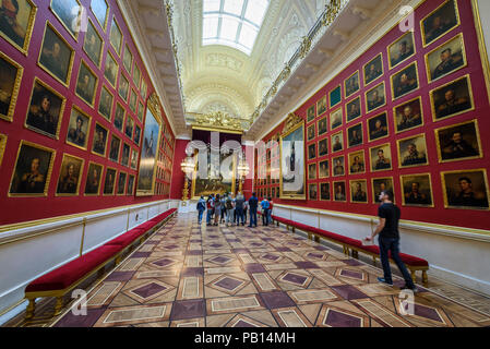 Portrait Gallery of Heroes from the 1812 War at The State Hermitage Museum in St. Petersburg, Russia Stock Photo