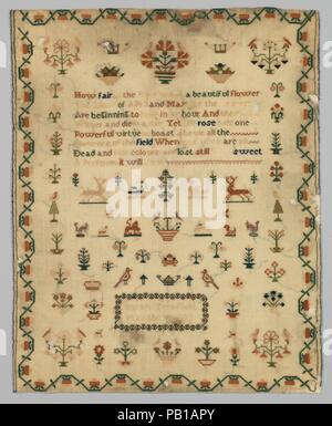 Sampler. Culture: British. Dimensions: H. 16 7/8 x W. 13 1/4 inches (42.9 x 33.7 cm). Date: 1832. Museum: Metropolitan Museum of Art, New York, USA. Stock Photo