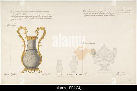 Design for Four Vases. Artist: Anonymous, French, 18th century. Dimensions: 14 13/16 x 9 1/8 in.  (37.7 x 23.1 cm). Date: ca. 1770-85. Museum: Metropolitan Museum of Art, New York, USA. Stock Photo