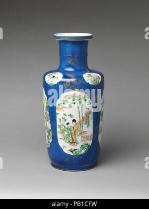 Vase with romantic scenes. Culture: China. Dimensions: H. 17 in. (43.2 cm). Date: early 18th century.  The figures on this vase were inspired by illustrations of historical characters in woodblock-printed plays and novels. Such publications became popular in the seventeenth century and influenced porcelain design and other decorative arts. Museum: Metropolitan Museum of Art, New York, USA. Stock Photo