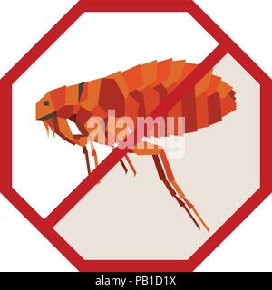 Flat geometric sign with flea Stock Vector