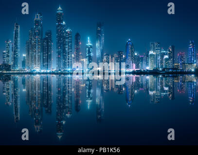 Dubai Marina bay view from Palm Jumeirah, UAE Stock Photo