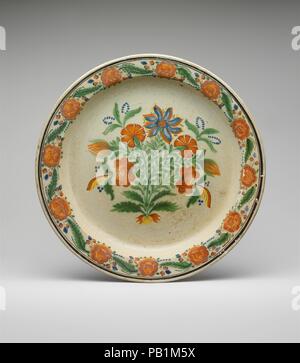 Plate. Culture: Mexican. Dimensions: Diam. 14 5/8 in. (37.1 cm). Date: ca. 1840. Museum: Metropolitan Museum of Art, New York, USA. Stock Photo