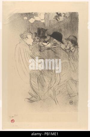 Au Moulin Rouge: Un Rude!  Un Vrai Rude!. Artist: Henri de Toulouse-Lautrec (French, Albi 1864-1901 Saint-André-du-Bois). Dimensions: Image: 14 5/16 × 10 1/16 in. (36.3 × 25.5 cm)  Sheet: 18 3/8 × 12 1/4 in. (46.7 × 31.1 cm). Printer: Edward Ancourt (French, 19th century). Publisher: L'Escarmouche (French, 1893-1894). Series/Portfolio: Illustrations for the weekly magazine L'Escarmouche, 1893-94. Date: 1893.  This lithograph was published by the journal L'Escarmouche and reproduced in the December 10, 1893 issue.  The print is one of three or four known proofs apart from the edition of 100. Mu Stock Photo