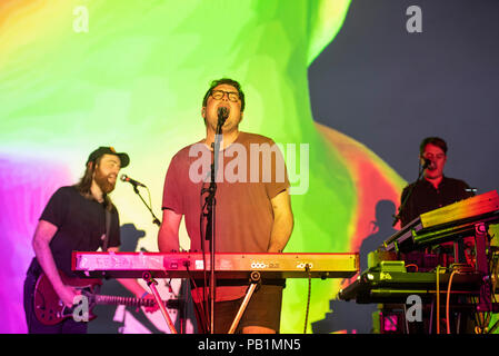 Cheshire, UK. 21st july 2018. Hookworms perform on The Orbit stage as part of The Bluedot festival 2018 21/07/2018 Stock Photo