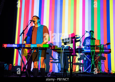Cheshire, UK. 21st july 2018. Hookworms perform on The Orbit stage as part of The Bluedot festival 2018 21/07/2018 Stock Photo