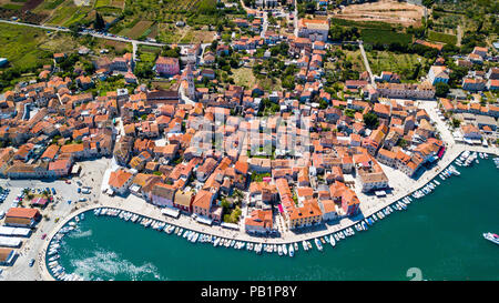 Aerial view of Old Town Stari Grad, Hvar Island, Croatia Stock Photo