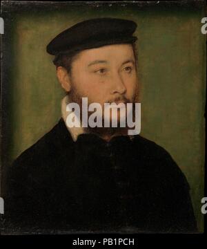 Portrait of a Man. Artist: Attributed to Corneille de Lyon (Netherlandish, The Hague, active by 1533-died 1575 Lyons). Dimensions: 6 7/8 x 6 1/8 in. (17.5 x 15.6 cm). Date: ca. 1540-50.  Based on the sitter's costume, this portrait of a self-assured inhabitant of Lyon may be dated around 1540-50. Museum: Metropolitan Museum of Art, New York, USA. Stock Photo