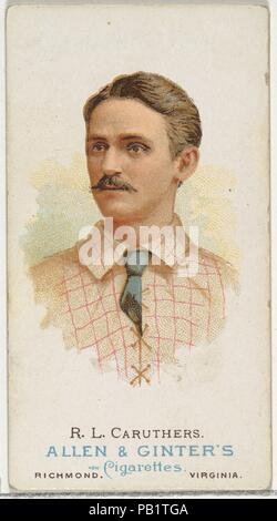 Robert Lee 'Bob' Caruthers, Baseball Player, from World's Champions, Series 1 (N28) for Allen & Ginter Cigarettes. Dimensions: Sheet: 2 3/4 x 1 1/2 in. (7 x 3.8 cm). Lithographer: Lindner, Eddy & Claus (American, New York). Publisher: Allen & Ginter (American, Richmond, Virginia). Date: 1887.  Trade cards from 'World's Champions,' Series 1 (N28), issued in 1887 in a set of 50 cards to promote Allen & Ginter brand cigarettes. Museum: Metropolitan Museum of Art, New York, USA. Stock Photo