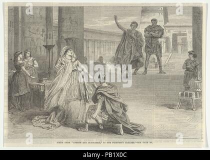 Scene from Antony and Cleopatra, at the Princess's Theatre, for 'Illustrated London News'. Artist: after Arthur Hopkins (British, London 1848-1930). Dimensions: Sheet: 6 7/8 × 9 5/8 in. (17.5 × 24.5 cm). Subject: William Shakespeare (British, Stratford-upon-Avon 1564-1616 Stratford-upon-Avon). Date: June 8, 1867. Museum: Metropolitan Museum of Art, New York, USA. Stock Photo