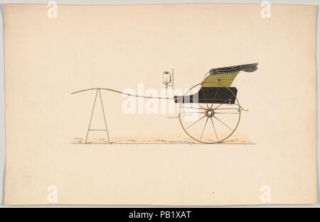 Design for Hooded Chaise. Dimensions: sheet: 5 7/8 x 9 1/8 in. (14.9 x 23.2 cm). Date: 1850-74.  Brewster & Company History  Established in 1810 by James Brewster (1788-1866) in New Haven, Connecticut, Brewster & Company, specialized in the manufacture of fine carriages. The founder opened a New York showroom in 1827 at 53-54 Broad Street, and the company flourished under generations of family leadership. Expansion necessitated moves around lower Manhattan, with name changes reflecting shifts of management-James Brewster & Sons operated at 25 Canal Street, James Brewster Sons at 396 Broadway,  Stock Photo