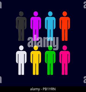 Multicolored Man Icon Set. Simple Symbols. Vector Design Elements Set for You Design Stock Vector